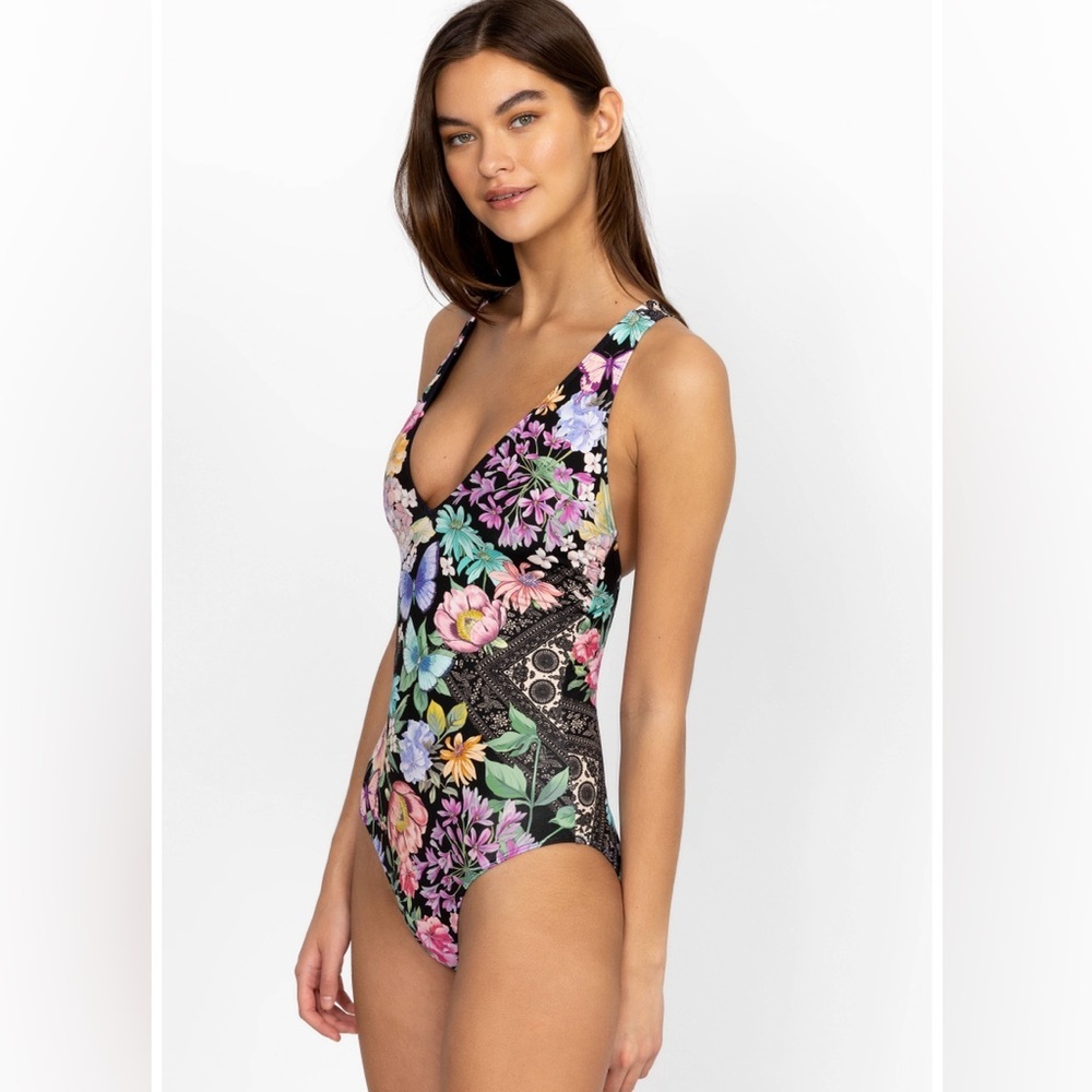 JOHNNY WAS BLACK BUTTERFLY CROSS BACK ONE PIECE - Picture 3 of 9